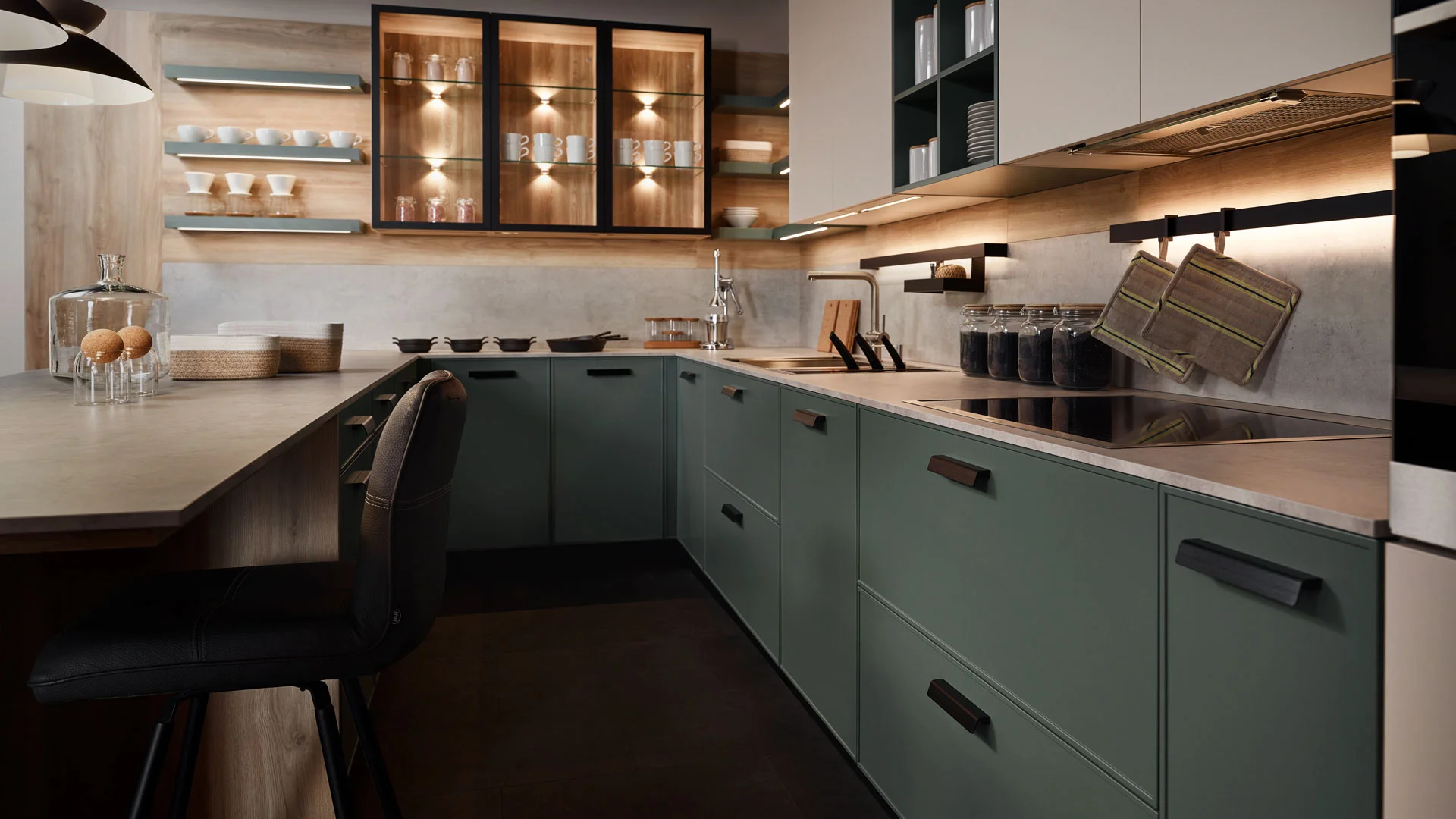 S-Kitchens Contrast Chic groene keuken