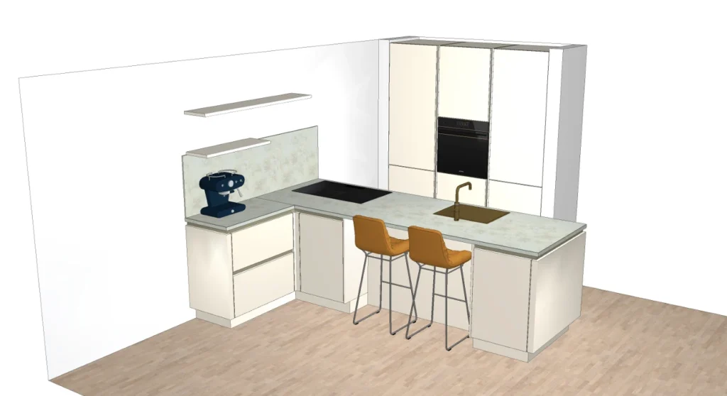 Tekening keuken Mercedes Roggen